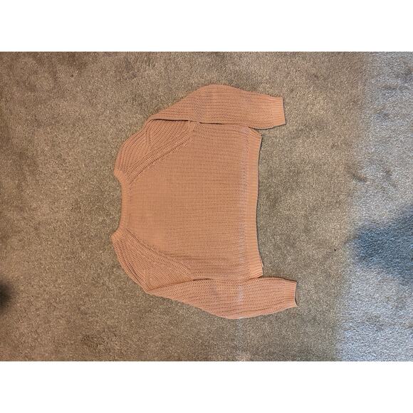 H&M Cropped Knit Sweater – Dusty Rose Pink Chunky Pullover (Size M) - Picture 2 of 4